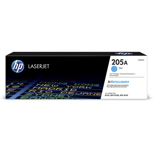 Toner laser hewlett packard color laserjet pro m154a/pro m154nw/mfp m180nw, 205 cyan