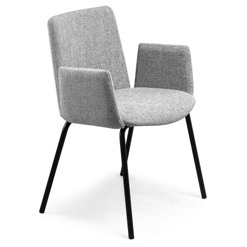 Butaca klc contract , asiento, respaldo y brazos tapizados, 4 patas en epoxy negro