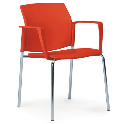 Silla para colectividades logan, asiento y respaldo de polipropileno, 4 patas cromadas