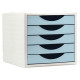 Módulo archivo 2000 archivotec serie 4000 ps, 340x270x260 mm. 5 cajones de 38 mm. gris/azul pastel