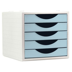 Módulo archivo 2000 archivotec serie 4000 ps, 340x270x260 mm. 5 cajones de 38 mm. gris/azul pastel