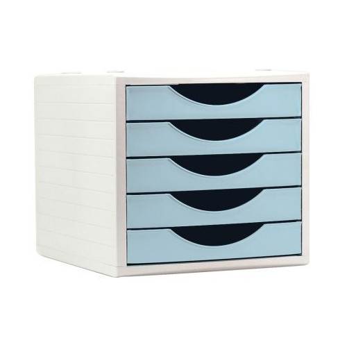 Módulo archivo 2000 archivotec serie 4000 ps, 340x270x260 mm. 5 cajones de 38 mm. gris/azul pastel