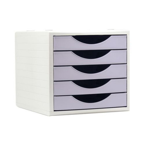 Módulo archivo 2000 archivotec serie 4000 ps, 340x270x260 mm. 5 cajones de 38 mm. gris/malva pastel