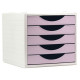 Módulo archivo 2000 archivotec serie 4000 ps, 340x270x260 mm. 5 cajones de 38 mm. gris/rosa pastel