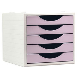 Módulo archivo 2000 archivotec serie 4000 ps, 340x270x260 mm. 5 cajones de 38 mm. gris/rosa pastel