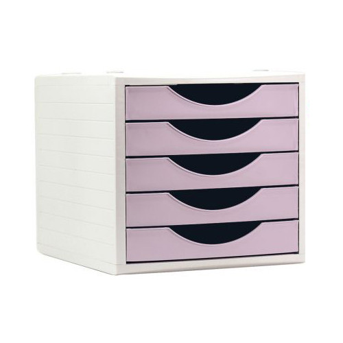Módulo archivo 2000 archivotec serie 4000 ps, 340x270x260 mm. 5 cajones de 38 mm. gris/rosa pastel