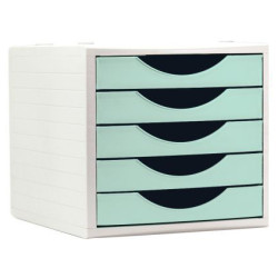 Módulo archivo 2000 archivotec serie 4000 ps, 340x270x260 mm. 5 cajones de 38 mm. gris/verde pastel