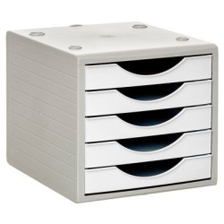 Módulo archivo 2000 archivotec serie 4000 ps, 340x270x260 mm. 5 cajones de 38 mm. gris/blanco