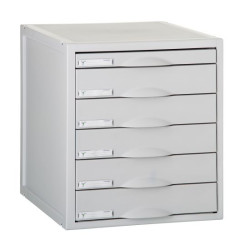 Módulo archivo 2000 archisystem, 356x316x362 mm. 1 cajón de 22 mm. y 5 cajones de 52 mm. gris/gris