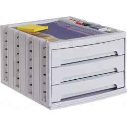 Módulo archivo 2000 archivotec serie 6000, 370x305x215 mm. 3 cajones de 53 mm. gris / gris