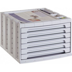 Módulo archivo 2000 archivotec serie 6000, 370x305x215 mm. 6 cajones de 24 mm. gris / gris