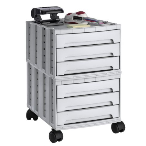 Modulo archivo 2000 archivotec serie 6000, 370x305x480 mm. 6 cajones de 53 mm. con ruedas gris / gris