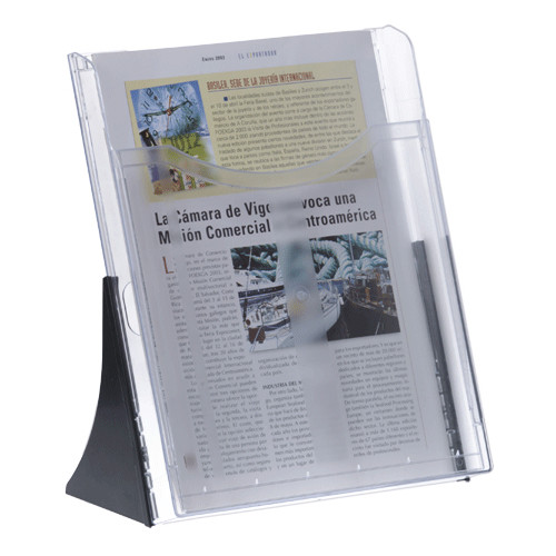 Expositor de sobremesa archivo 2000 archiplay, din a4 vertical, 1 compartimento, cristal transparente