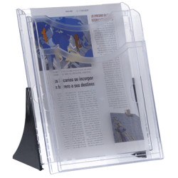 Expositor de sobremesa archivo 2000 archiplay, din a4 vertical, 2 compartimentos, cristal transparente