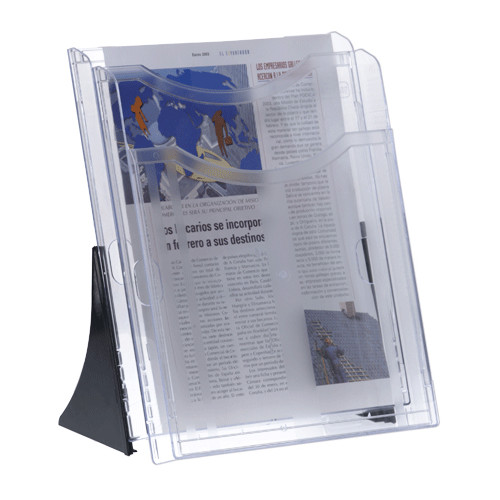 Expositor de sobremesa archivo 2000 archiplay, din a4 vertical, 2 compartimentos, cristal transparente