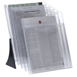 Expositor de sobremesa archivo 2000 archiplay, din a4 vertical, 5 compartimentos, cristal transparente