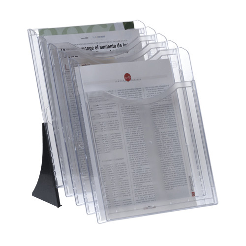 Expositor de sobremesa archivo 2000 archiplay, din a4 vertical, 5 compartimentos, cristal transparente