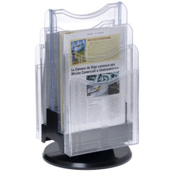 Expositor de sobremesa giratorio archivo 2000 archiplay, din a4 vertical, 6 compartimentos, cristal transparente