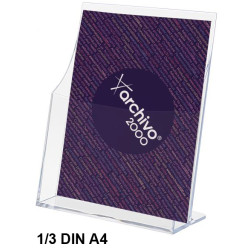Portafolletos de sobremesa archivo 2000 premium, 1/3 din a4 vertical, cristal transparente