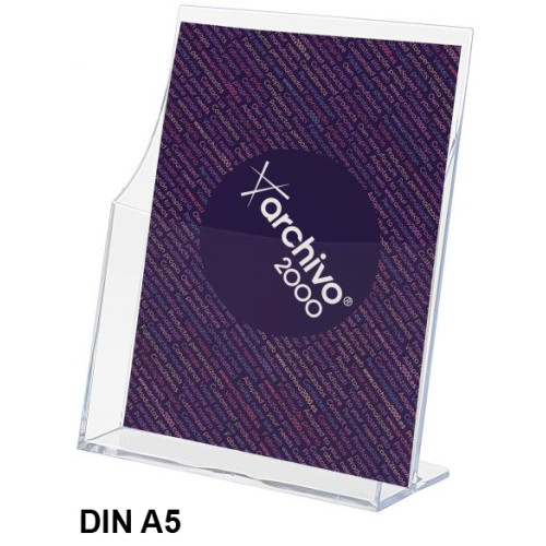 Portafolletos de sobremesa archivo 2000 premium, din a5 vertical, cristal transparente