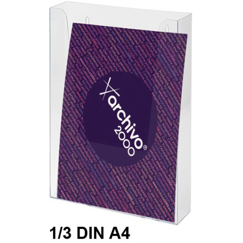 Portafolletos mural archivo 2000 premium, 1/3 din a4 vertical, 1 compartimento, cristal transparente