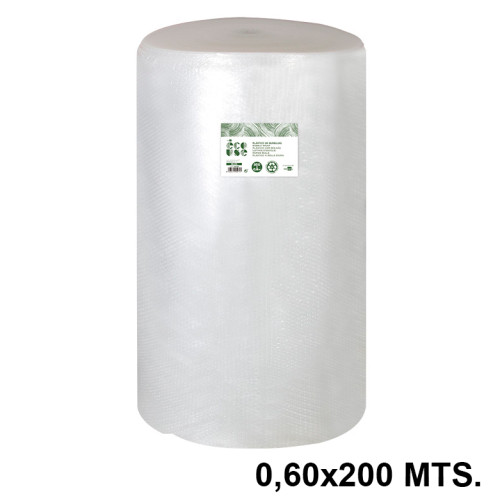 Bobina de plástico con burbujas de aire liderpapel ecouse, 30% plástico reciclado, 0,60x200 mts.