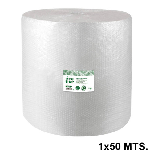Bobina de plástico con burbujas de aire liderpapel ecouse, 30% plástico reciclado, 1x50 mts.
