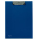 Carpeta con miniclip metálico pardo, base de cartón forrado en pvc, folio, azul