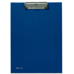 Carpeta con miniclip pardo, base de cartón forrado en pvc, folio, azul