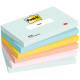 Bloc de notas adhesivas 3m post-it 655 76x127 mm. color fantasía, pack de 6 blocs.