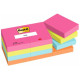 Bloc de notas adhesivas 3m post-it 653, 38x51 mm. colores surtidos poptimistic, pack de 12 blocs