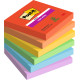 Bloc de notas adhesivas 3m post-it super sticky 654 76x76 mm. colores surtidos playful, pack de 6 blocs.