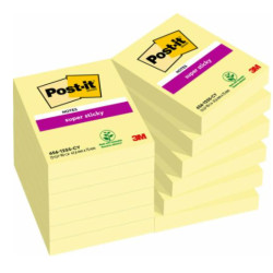 Bloc de notas adhesivas 3m post-it super sticky 656, 51x76 mm. canary yellow, pack de 12 blocs