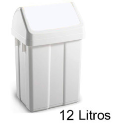 Contenedor de plástico con tapa de balancín tts de 400x230x200mm. 12 litros, blanco