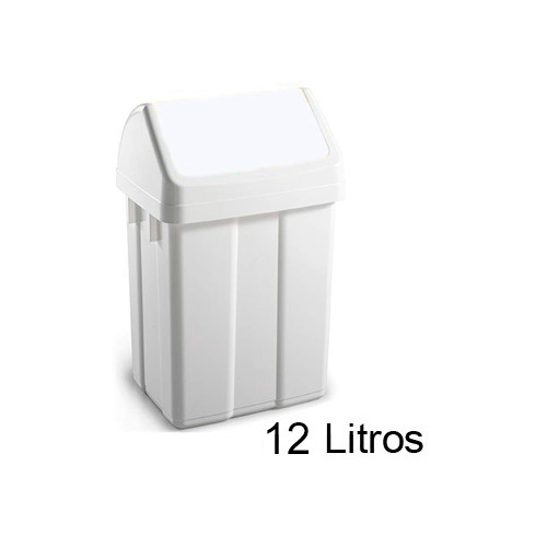 Contenedor de plástico con tapa de balancín tts de 400x230x200mm. 12 litros, blanco