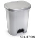 Contenedor de plástico con tapadera y pedal plasticforte de 410x360x635 mm. 50 litros, plata