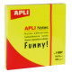 Bloc de notas adhesivas apli gama funny, 75x75 mm. amarillo fluorescente