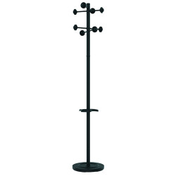 Perchero - paragüero metálico de pie unilux accueil, 8 colgadores, Ø 34x175 cm. negro