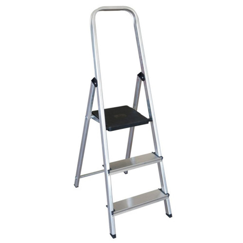 Escalera de aluminio q-connect, 3 peldaños, 40x126x59 cm.