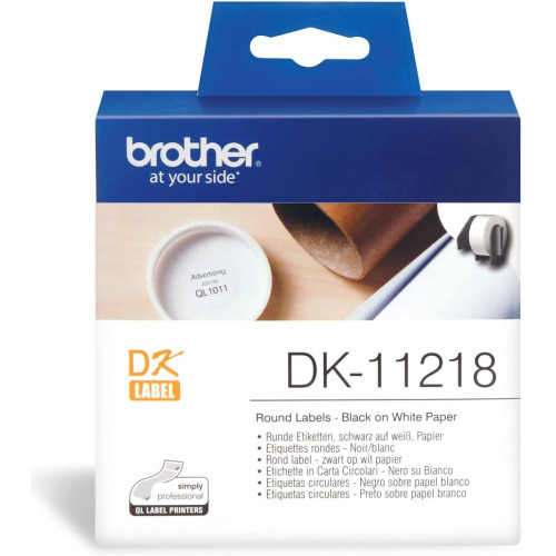 Etiqueta adhesiva brother, papel térmico blanco, Ø 24 mm. rollo de 1000 uds.