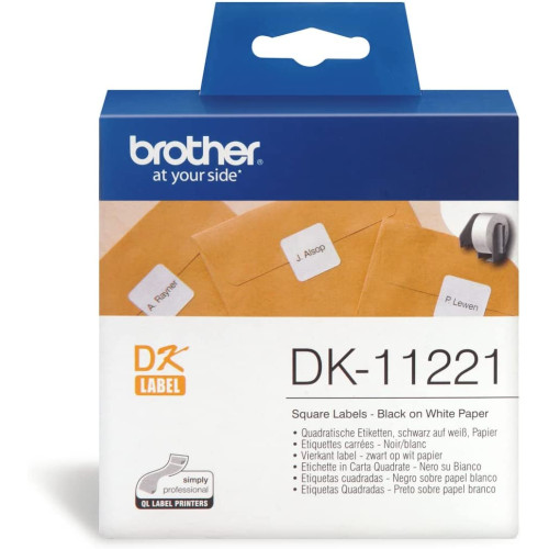 Etiqueta adhesiva brother, papel térmico blanco, 23x23 mm. rollo de 1000 uds.