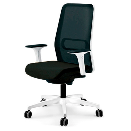 Silla de oficina bloom marco negro, syncro, regulación lumbar efecto air, brazos 2d