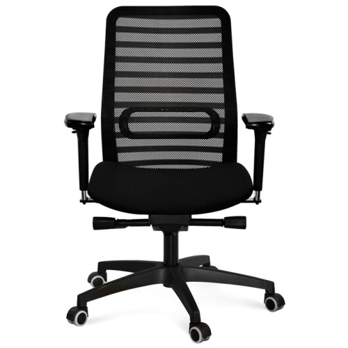 Silla de oficina bloom top marco negro, syncro, apoyo lumbar regulable efecto air