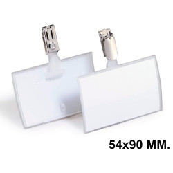Identificador personal con clip durable click fold, 54x90 mm. transparente