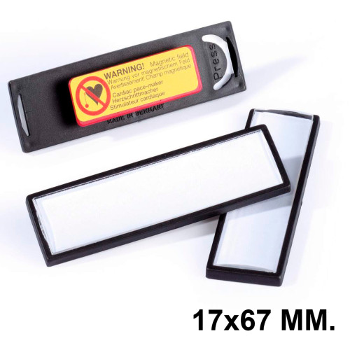 Identificador personal con imán durable clip card, 17x67 mm. negro