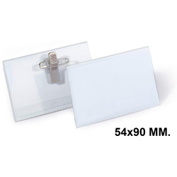 Identificador personal con pinza combi durable, 54x90 mm. transparente
