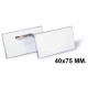 Identificador personal con alfiler durable, 40x75 mm. transparente