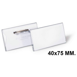 Identificador personal con alfiler durable, 40x75 mm. transparente