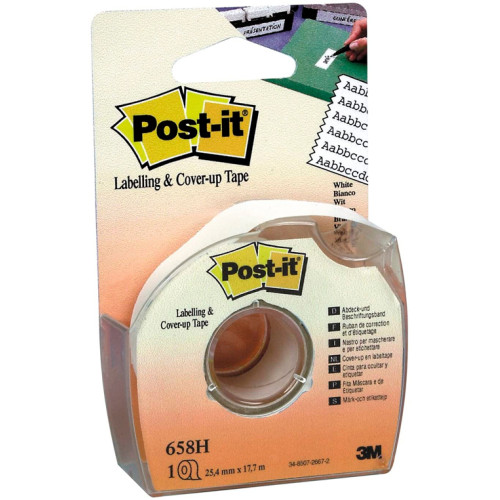 Cinta adhesiva de ocultar y etiquetar en portarrollos 3m post-it 652-hd, 6 líneas, 25,4 mm. x 17,7 mts.