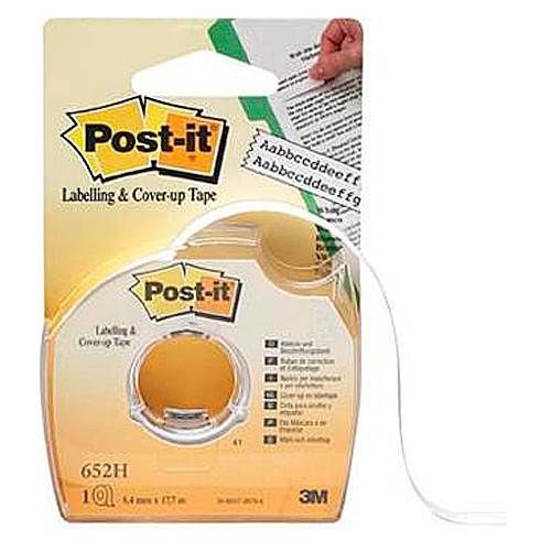 Cinta adhesiva de ocultar y etiquetar en portarrollos 3m post-it 652-hd, 2 líneas, 8,4 mm. x 17,7 mts.